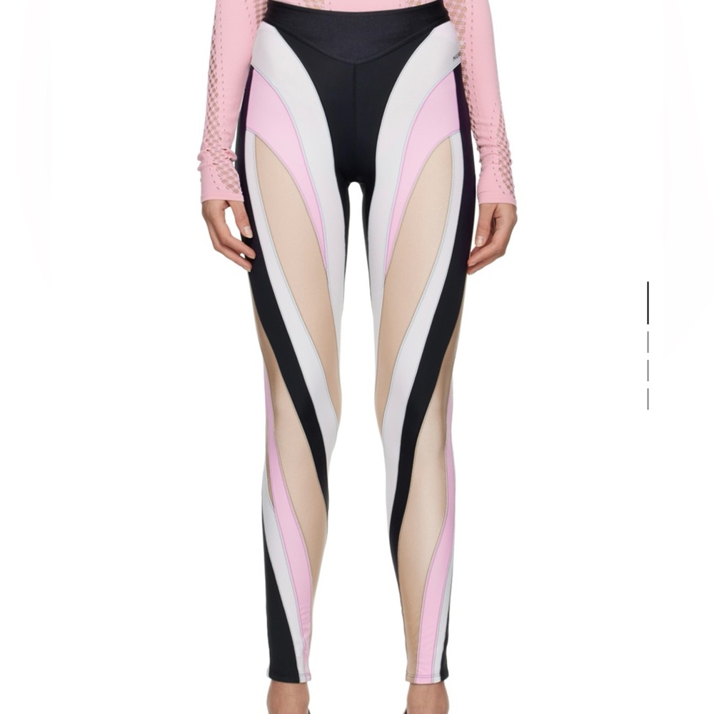Mugler 
Black / Pink / Cream spiral leggings